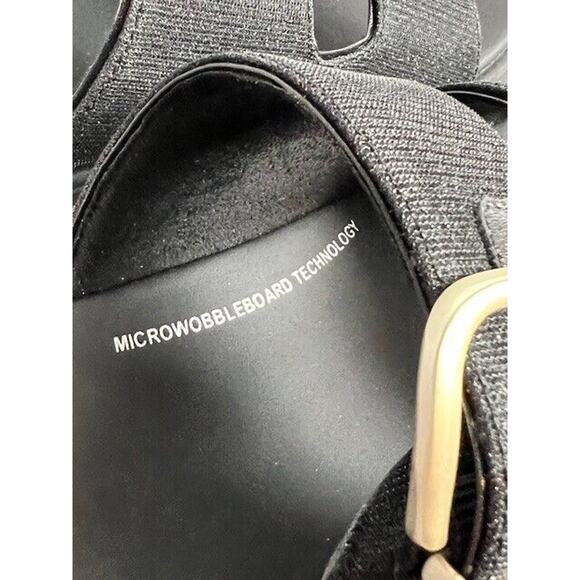 FitFlop Women's F-Mode Black Big Buckle Shimmerlux Flatform Sandals Gold US 9 - Picture 5 of 8